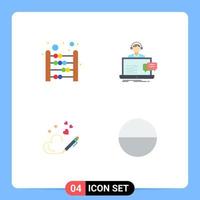 4 Universal Flat Icon Signs Symbols of abacus pen mathematics customer heart Editable Vector Design Elements