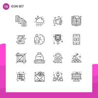 16 Universal Outline Signs Symbols of bean price moon invoice bill Editable Vector Design Elements