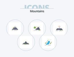 Mountains Flat Icon Pack 5 Icon Design. nature. hill. clouds. water. landscape vector