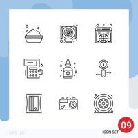 Modern Set of 9 Outlines and symbols such as medicine liquid internet bottle event Editable Vector Design Elements