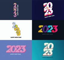 gran conjunto de 2023 feliz año nuevo diseño de texto de logotipo plantilla de diseño de número 2023 vector