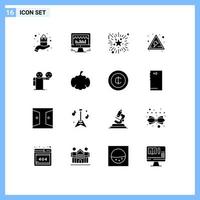 Universal Icon Symbols Group of 16 Modern Solid Glyphs of emoji man event signs alert Editable Vector Design Elements
