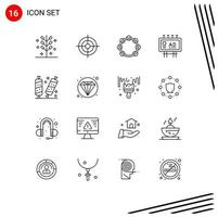 Set of 16 Vector Outlines on Grid for promotion billboard advertisement target advertising sound Editable Vector Design Elements