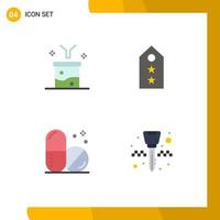 Group of 4 Flat Icons Signs and Symbols for big data and science concept two funnel rank hospital Editable Vector Design Elements