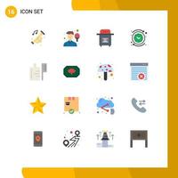 16 Universal Flat Color Signs Symbols of time clock sport circle postbox Editable Pack of Creative Vector Design Elements