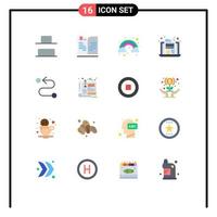 Universal Icon Symbols Group of 16 Modern Flat Colors of blueprint road rainbow destination file Editable Pack of Creative Vector Design Elements