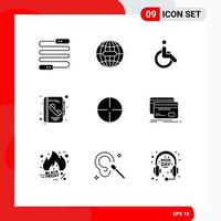 Set of 9 Modern UI Icons Symbols Signs for gym call weelchair contact address Editable Vector Design Elements