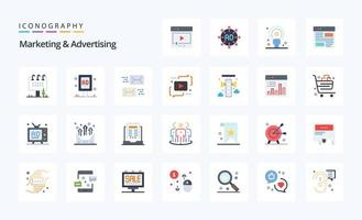 25 Marketing And Advertising Flat color icon pack vector