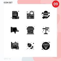 Pictogram Set of 9 Simple Solid Glyphs of shop market mosque vote dislike Editable Vector Design Elements