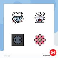 Set of 4 Modern UI Icons Symbols Signs for diamond appliances marriage cup modern Editable Vector Design Elements