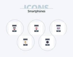 smartphones flat icon pack 5 diseño de iconos. tarjeta. señales. eliminado clavo. localización vector