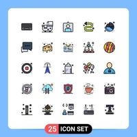 Universal Icon Symbols Group of 25 Modern Filled line Flat Colors of finance business contac left directional Editable Vector Design Elements