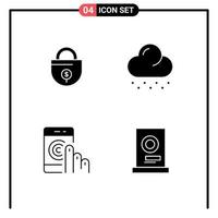 Universal Icon Symbols Group of 4 Modern Solid Glyphs of business help lock weather support Editable Vector Design Elements