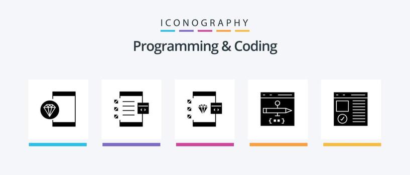 paquete de iconos de glifo 5 de programación y codificación que incluye desarrollo. navegador. desarrollo. desarrollo. codificación. diseño de iconos creativos vector