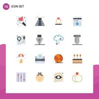 16 Flat Color concept for Websites Mobile and Apps bp monitor blood pressure operator ring worldwide domain Editable Pack of Creative Vector Design Elements