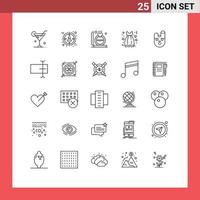 conjunto de 25 iconos de interfaz de usuario modernos signos de símbolos para elementos de diseño vectorial editables de tela de vestido de anillo de animal vector