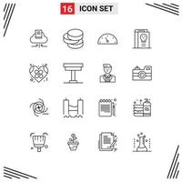 Set of 16 Modern UI Icons Symbols Signs for healthcare bandage performance legend fantasy Editable Vector Design Elements