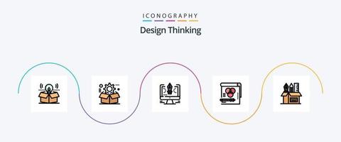 línea de pensamiento de diseño lleno de paquete de iconos planos 5 que incluye rgb. color. ajuste. diseño. computadora vector