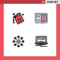 Set of 4 Modern UI Icons Symbols Signs for can celebration waste drawing holiday Editable Vector Design Elements