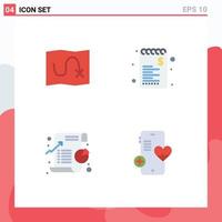 4 User Interface Flat Icon Pack of modern Signs and Symbols of map graph commerce shopping statistic Editable Vector Design Elements