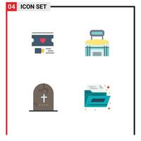 Modern Set of 4 Flat Icons Pictograph of filam death wedding game halloween Editable Vector Design Elements