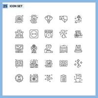 conjunto de 25 iconos modernos de la interfaz de usuario signos de símbolos para los elementos de diseño vectorial editables del mensaje de cuidado de la rosa de la mano cristiana vector