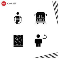 Editable Vector Line Pack of 4 Simple Solid Glyphs of activity radio rope school tablet Editable Vector Design Elements