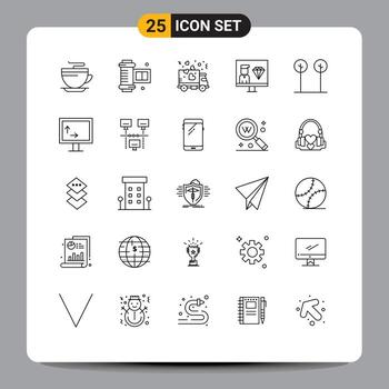 Mobile Interface Line Set of 25 Pictograms of leaves programming love programmer develop Editable Vector Design Elements