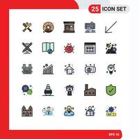 25 User Interface Filled line Flat Color Pack of modern Signs and Symbols of left arrow sauna audmented city Editable Vector Design Elements
