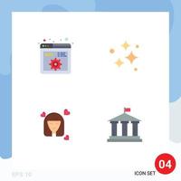 Universal Icon Symbols Group of 4 Modern Flat Icons of api girl programming neat woman Editable Vector Design Elements