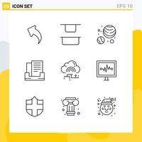 9 Thematic Vector Outlines and Editable Symbols of heartbeat connect planets link network Editable Vector Design Elements