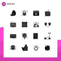 16 Universal Solid Glyphs Set for Web and Mobile Applications adobe password security login fraud Editable Vector Design Elements