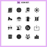 paquete de iconos de vectores de stock de 16 signos y símbolos de línea para patines elementos de diseño de vectores editables de nieve de bota de libro de hielo