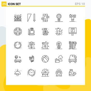 Set of 25 Modern UI Icons Symbols Signs for play balance div learning knowledge Editable Vector Design Elements