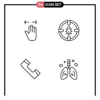 Stock Vector Icon Pack of 4 Line Signs and Symbols for hand security right internet contact Editable Vector Design Elements