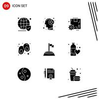 Set of 9 Modern UI Icons Symbols Signs for corner line mind baby gear Editable Vector Design Elements