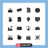 16 Universal Solid Glyphs Set for Web and Mobile Applications man office bill global statement Editable Vector Design Elements