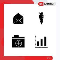 4 Creative Icons Modern Signs and Symbols of email new open vegetable statistics Editable Vector Design Elements
