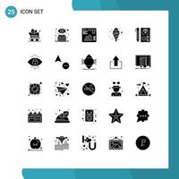 25 Universal Solid Glyphs Set for Web and Mobile Applications development coding data cold food Editable Vector Design Elements