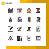 16 Universal Flat Color Filled Line Signs Symbols of wireless hardware greek apple hour Editable Creative Vector Design Elements