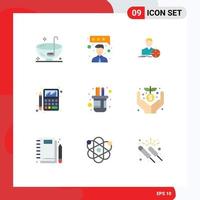 9 User Interface Flat Color Pack of modern Signs and Symbols of holder chart man calculator accounting Editable Vector Design Elements