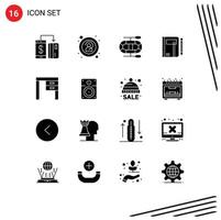 16 Universal Solid Glyphs Set for Web and Mobile Applications decor pen boat pad note Editable Vector Design Elements