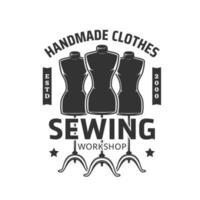 Sewing industry retro icon with mannequins vector