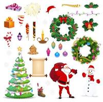 Christmas and New Year winter holiday icons vector