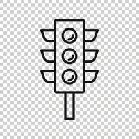 Semaphore icon in flat style. Traffic light vector illustration on white isolated background. Crossroads business concept.