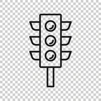 Semaphore icon in flat style. Traffic light vector illustration on white isolated background. Crossroads business concept.