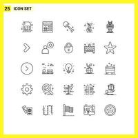 25 Universal Lines Set for Web and Mobile Applications artificial robot shovel money bag growth Editable Vector Design Elements