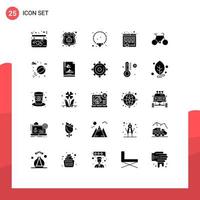 25 Universal Solid Glyphs Set for Web and Mobile Applications travel bike bracelet bicycle website Editable Vector Design Elements