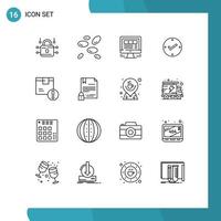 16 Thematic Vector Outlines and Editable Symbols of attention approved browser tick web Editable Vector Design Elements