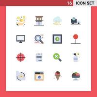 Universal Icon Symbols Group of 16 Modern Flat Colors of device computer data truck logistics Editable Pack of Creative Vector Design Elements